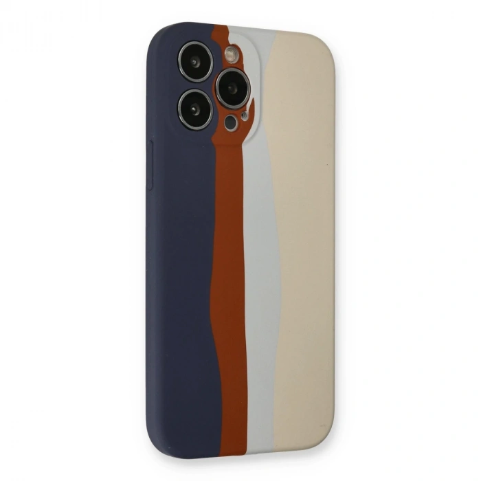 İphone 13 Pro Kılıf Ebruli Lansman Silikon - Lacivert-krem