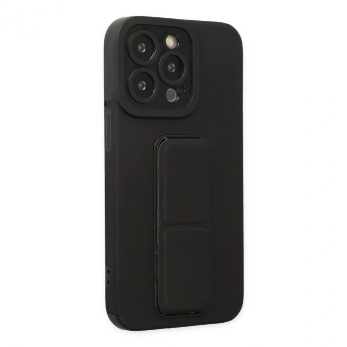 İphone 13 Pro Kılıf Mega Standlı Silikon - Siyah