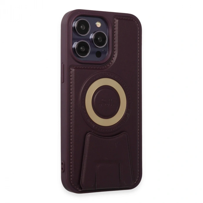 İphone 13 Pro Max Kılıf Merkür Magneticsafe Standlı Kapak - Derin Mor