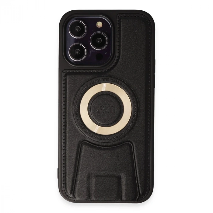 İphone 13 Pro Max Kılıf Merkür Magneticsafe Standlı Kapak - Siyah