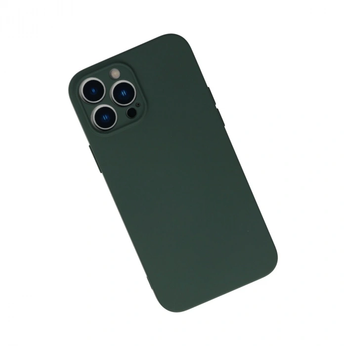 İphone 13 Pro Max Kılıf Nano İçi Kadife Silikon - Koyu Yeşil