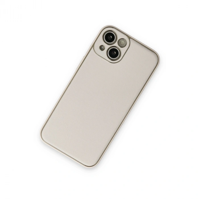 İphone 14 Plus Kılıf Coco Deri Silikon Kapak - Beyaz