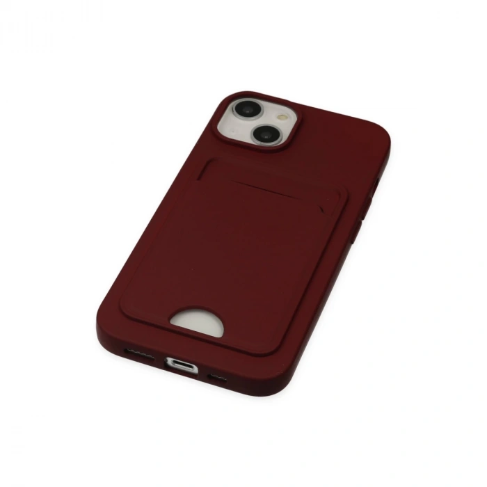 İphone 14 Plus Kılıf Kelvin Kartvizitli Silikon - Bordo