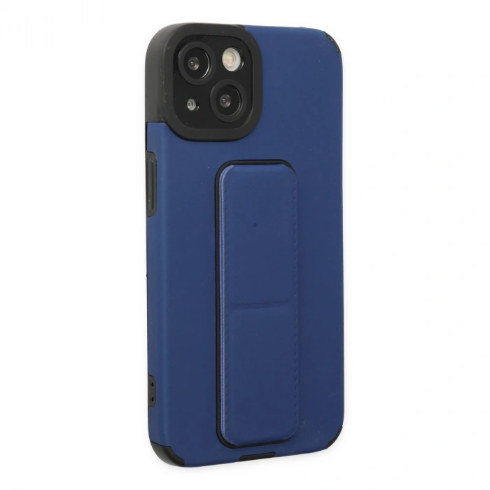 İphone 14 Plus Kılıf Mega Standlı Silikon - Mavi