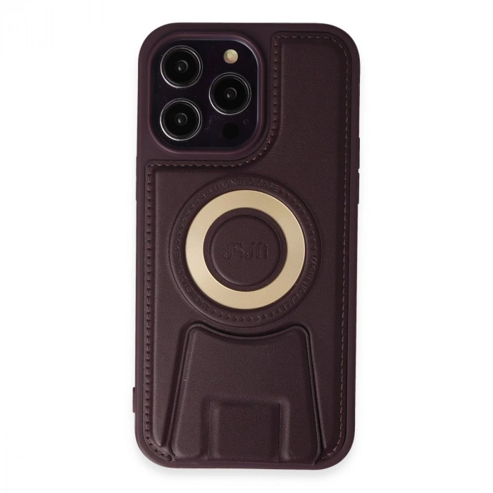 İphone 14 Pro Kılıf Merkür Magneticsafe Standlı Kapak - Derin Mor