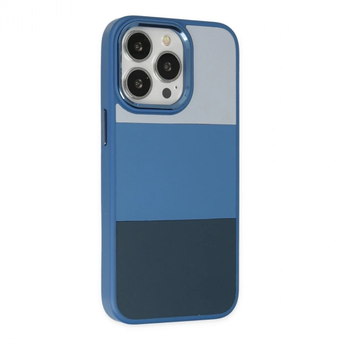 İphone 14 Pro Max Kılıf King Kapak - Açık Mavi-lacivert