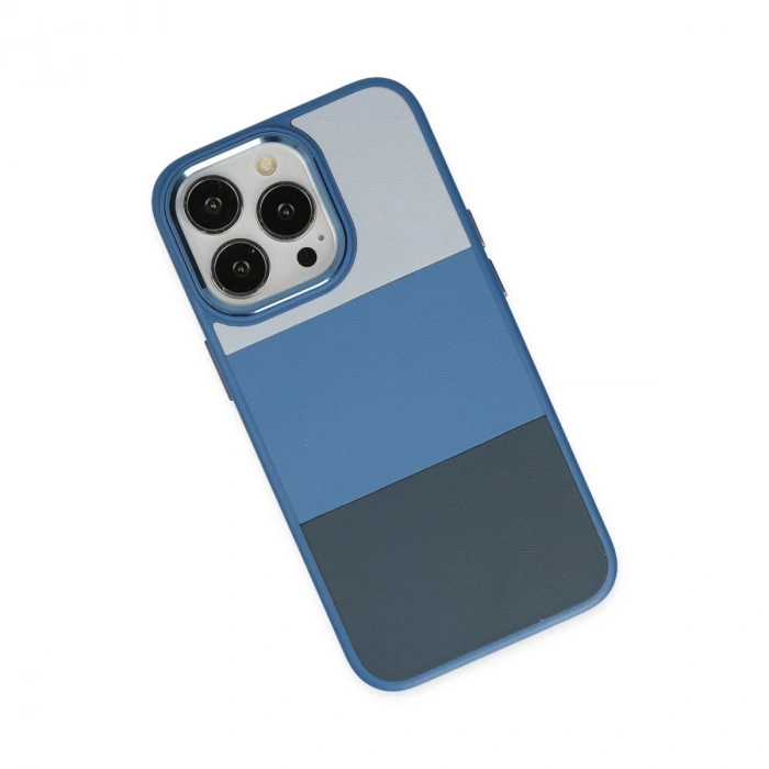 İphone 14 Pro Max Kılıf King Kapak - Açık Mavi-lacivert