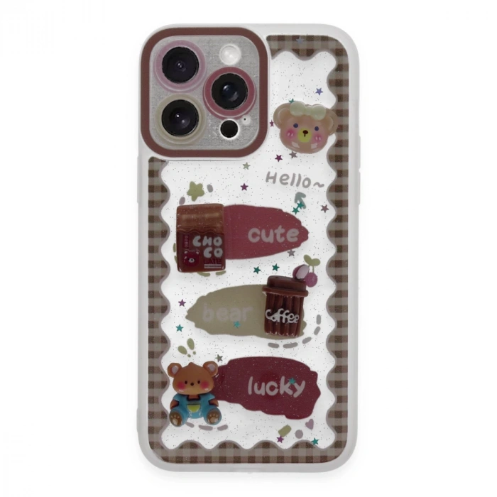 İphone 14 Pro Max Kılıf Sweet Desenli Silikon Kapak - Şeffaf
