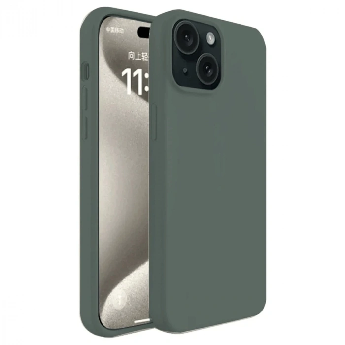 İphone 15 Kılıf First Silikon - Koyu Yeşil