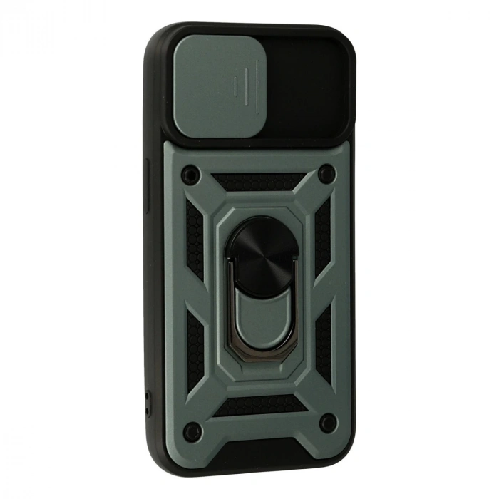 İphone 15 Kılıf Pars Lens Yüzüklü Silikon - Yeşil