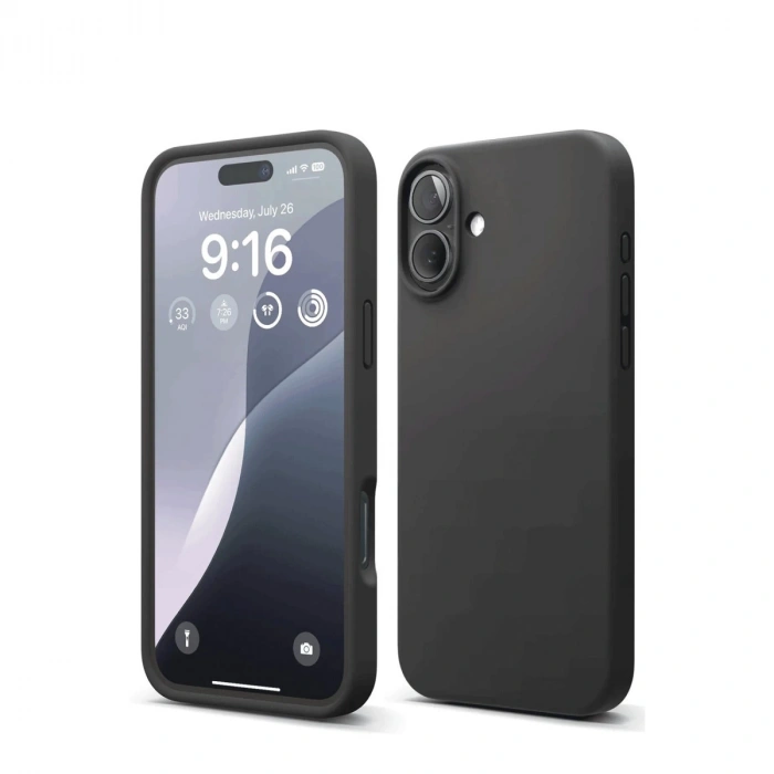 İphone 16 Kılıf Nano İçi Kadife Silikon - Siyah