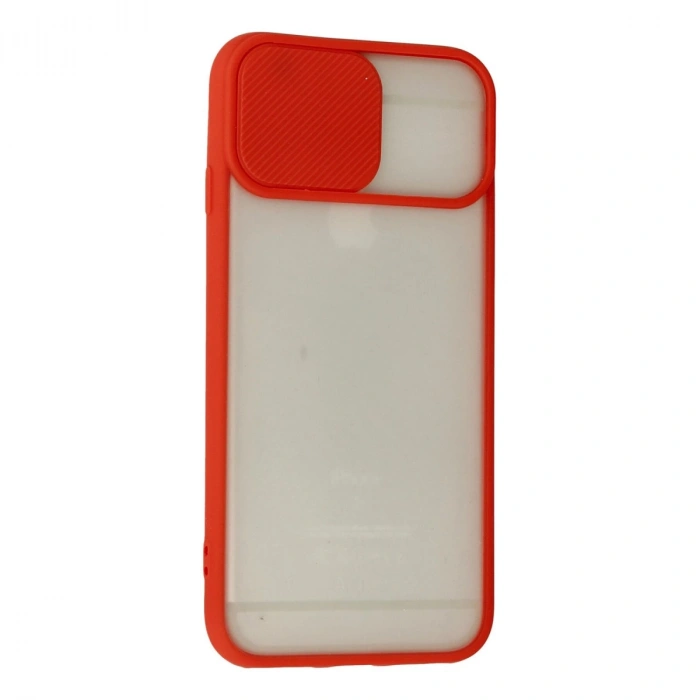 İphone 6 Kılıf Palm Buzlu Kamera Sürgülü Silikon - Kırmızı
