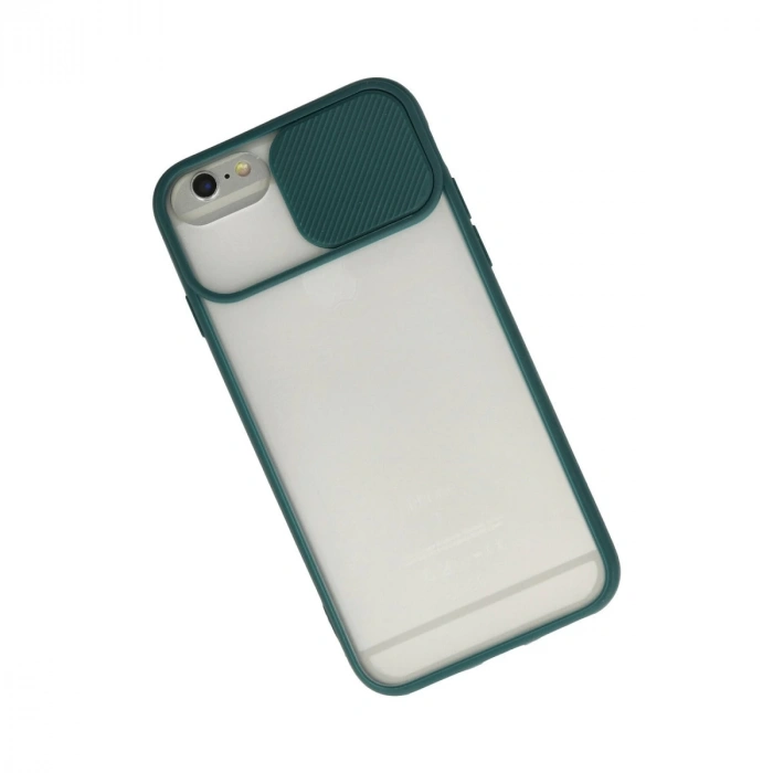 İphone 6 Plus Kılıf Palm Buzlu Kamera Sürgülü Silikon - Yeşil