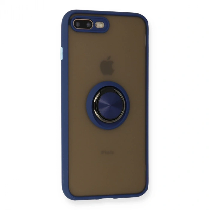 İphone 7 Plus Kılıf Montreal Yüzüklü Silikon Kapak - Lacivert