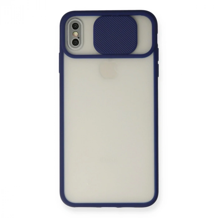 İphone X Kılıf Palm Buzlu Kamera Sürgülü Silikon - Lacivert