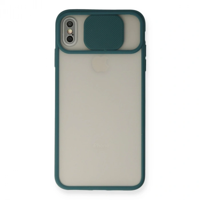 İphone X Kılıf Palm Buzlu Kamera Sürgülü Silikon - Yeşil