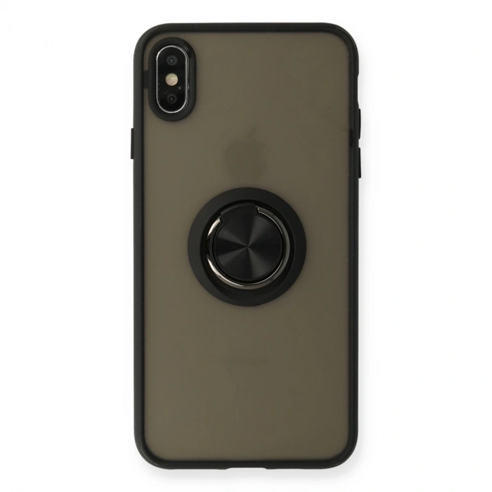 İphone Xs Max Kılıf Montreal Yüzüklü Silikon Kapak - Siyah
