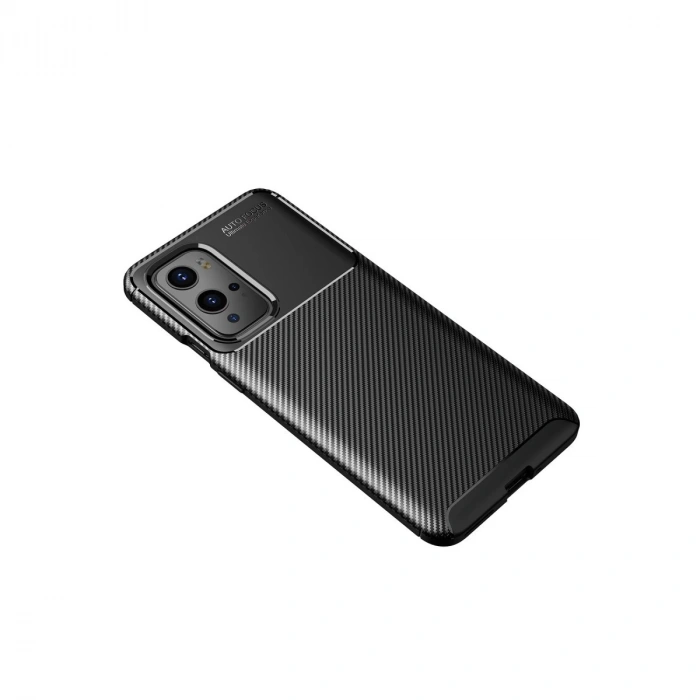 One Plus 9 Pro Kılıf Auto Focus Karbon Kapak - Siyah