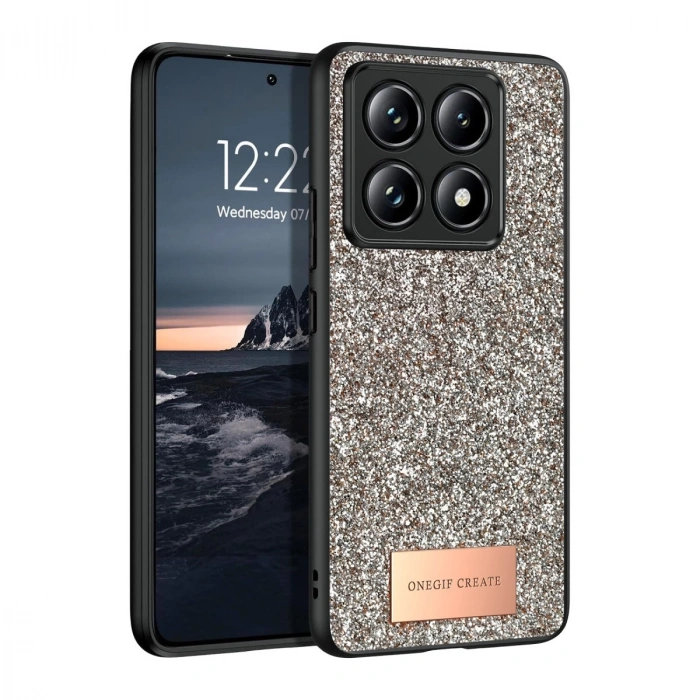 Onegif Xiaomi Mi 14t Pro Bright Simli Kapak - Gold