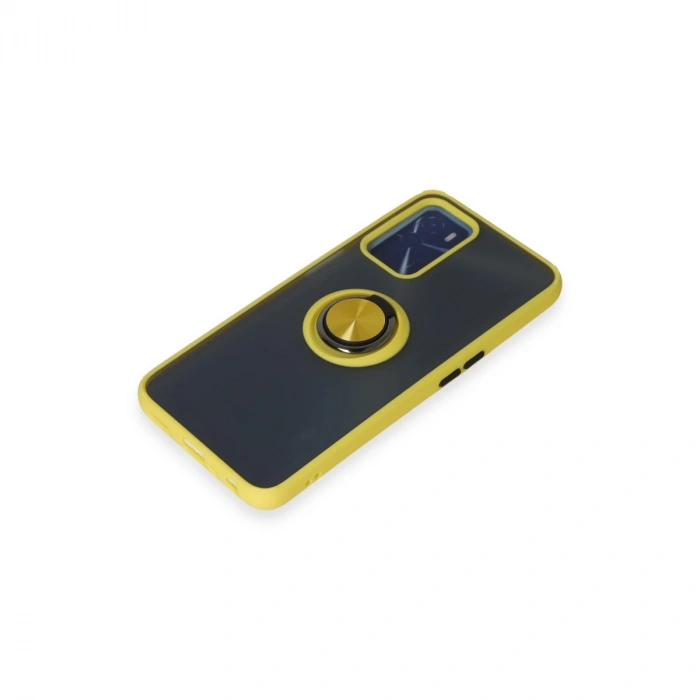 Oppo A16 Kılıf Montreal Yüzüklü Silikon Kapak - Sarı