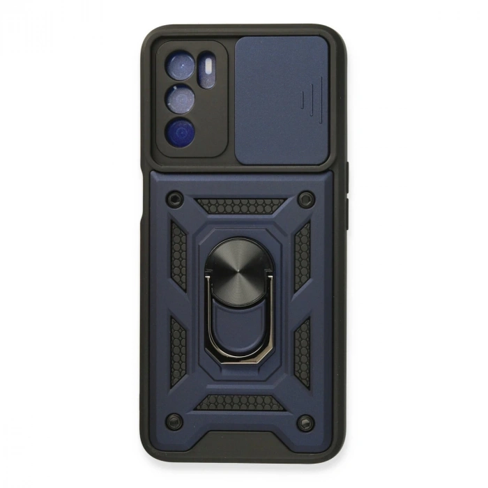 Oppo A16 Kılıf Pars Lens Yüzüklü Silikon - Lacivert