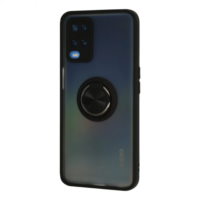 Oppo A54 4g Kılıf Montreal Yüzüklü Silikon Kapak - Siyah