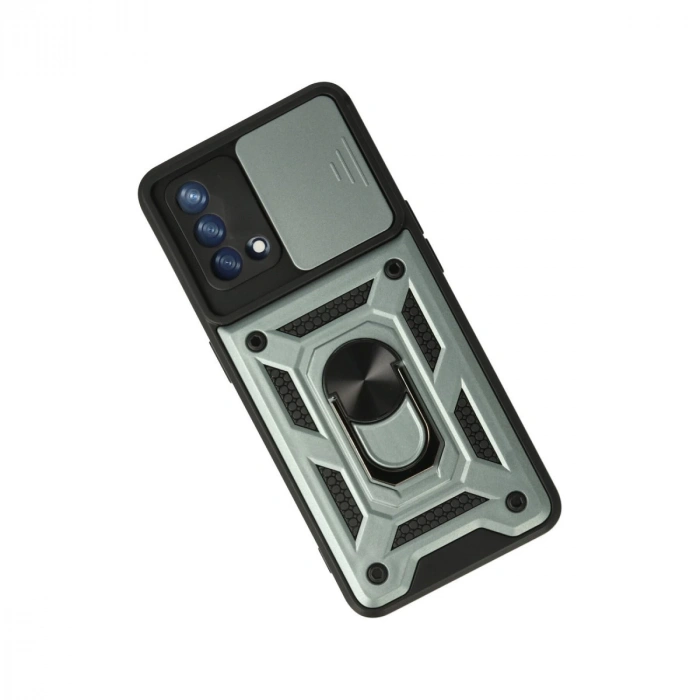 Oppo A74 4g Kılıf Pars Lens Yüzüklü Silikon - Yeşil