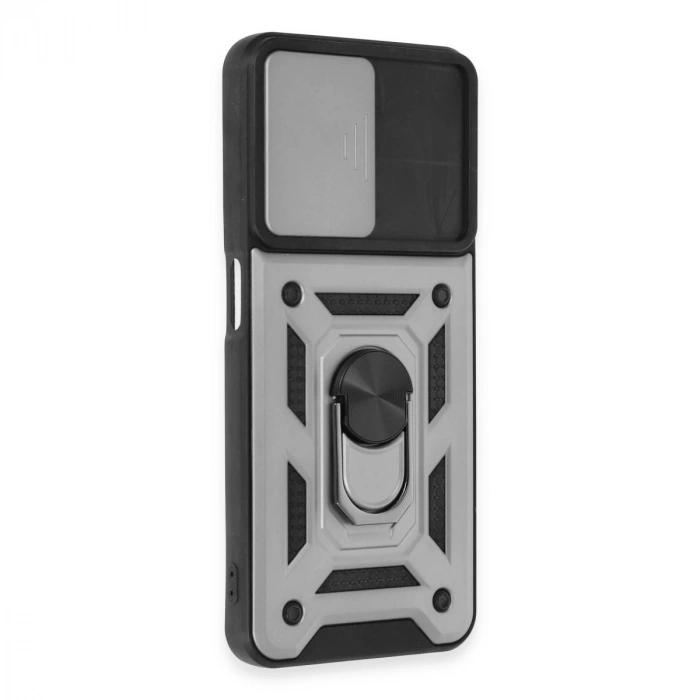 Realme C35 Kılıf Pars Lens Yüzüklü Silikon - Gümüş