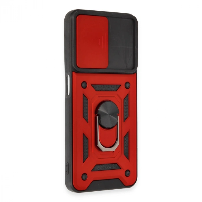 Realme C35 Kılıf Pars Lens Yüzüklü Silikon - Kırmızı