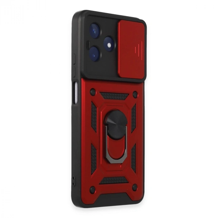 Realme C53 Kılıf Pars Lens Yüzüklü Silikon - Kırmızı