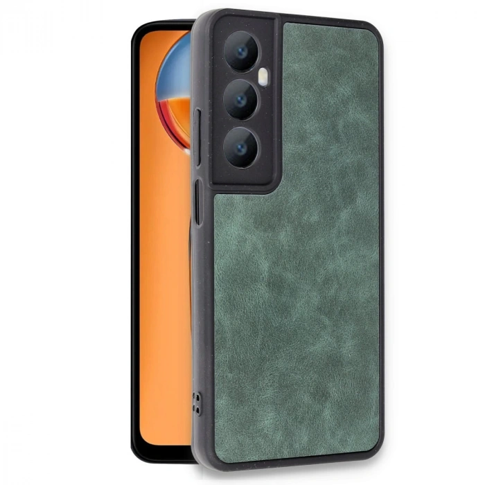 Realme C65 Kılıf Aras Deri Kapak - Koyu Yeşil