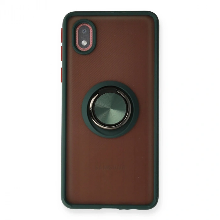 Samsung Galaxy A01 Core Kılıf Montreal Yüzüklü Silikon Kapak - Yeşil