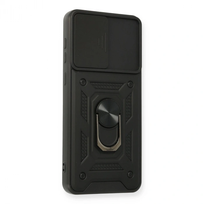 Samsung Galaxy A02 Kılıf Pars Lens Yüzüklü Silikon - Siyah