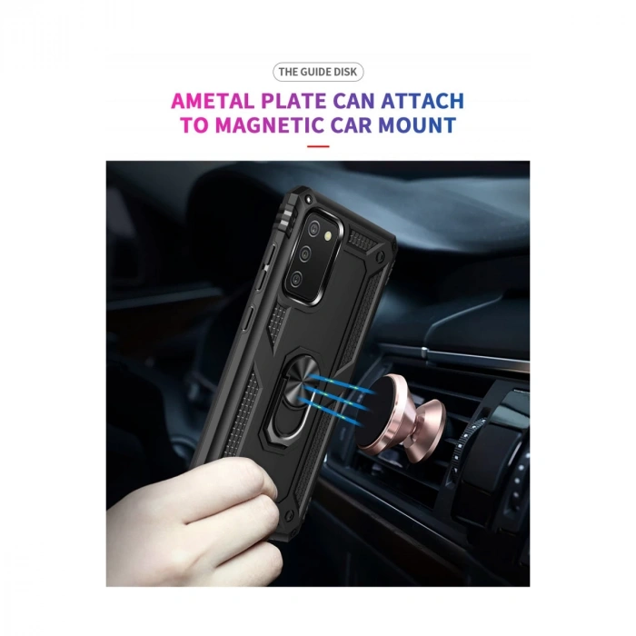 Samsung Galaxy A02s Kılıf Sofya Yüzüklü Silikon Kapak - Siyah