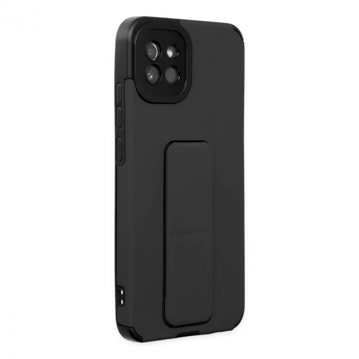 Samsung Galaxy A03 Kılıf Mega Standlı Silikon - Siyah