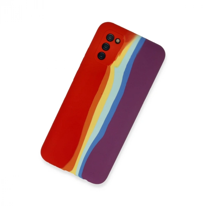 Samsung Galaxy A03s Kılıf Ebruli Lansman Silikon - Kırmızı-mor