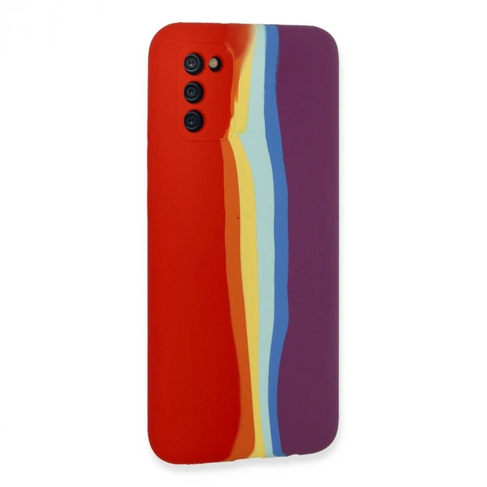 Samsung Galaxy A03s Kılıf Ebruli Lansman Silikon - Kırmızı-mor