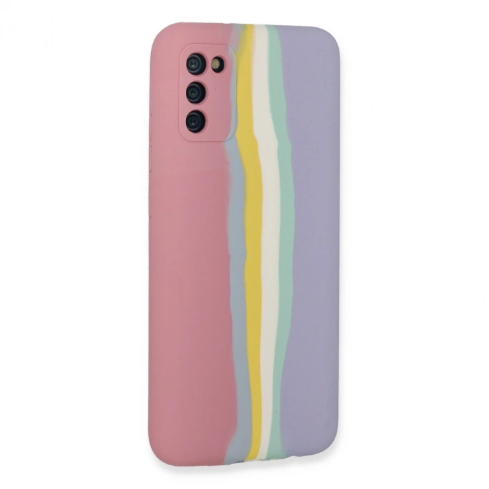 Samsung Galaxy A03s Kılıf Ebruli Lansman Silikon - Pembe-lila