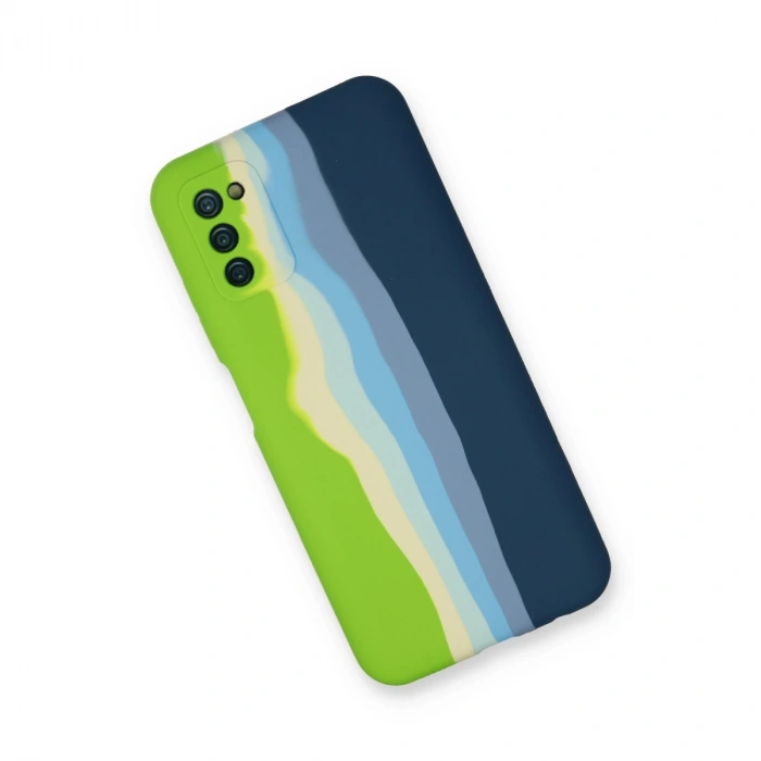Samsung Galaxy A03s Kılıf Ebruli Lansman Silikon - Yeşil-koyu Yeşil