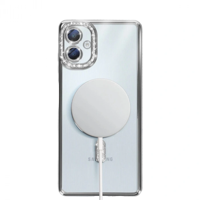 Samsung Galaxy A06 Joke Simli Magneticsafe Kılıf - Gümüş