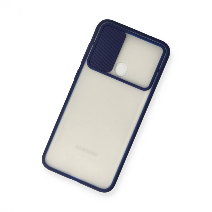 Samsung Galaxy A11 Kılıf Palm Buzlu Kamera Sürgülü Silikon - Lacivert