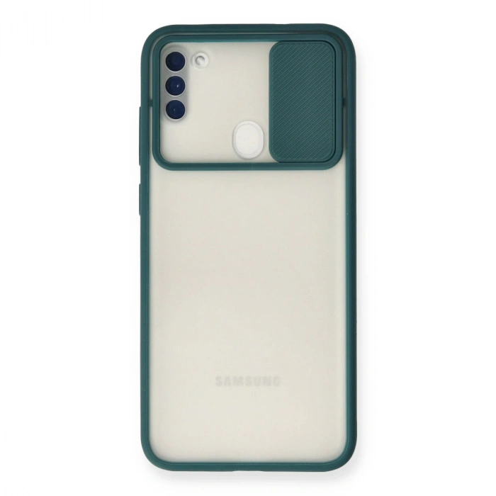 Samsung Galaxy A11 Kılıf Palm Buzlu Kamera Sürgülü Silikon - Yeşil