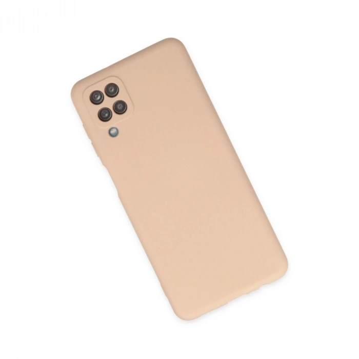 Samsung Galaxy A12 Kılıf Nano İçi Kadife Silikon - Pudra