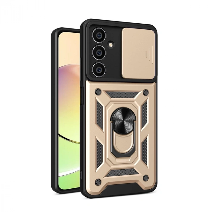 Samsung Galaxy A15 4g Kılıf Pars Lens Yüzüklü Silikon - Gold