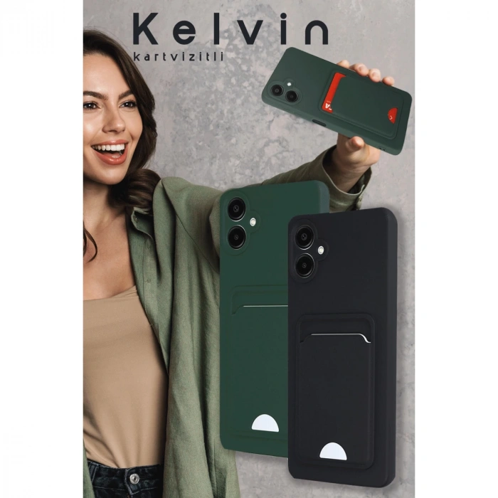 Samsung Galaxy A16 5g Kılıf Kelvin Kartvizitli Silikon - Açık Yeşili