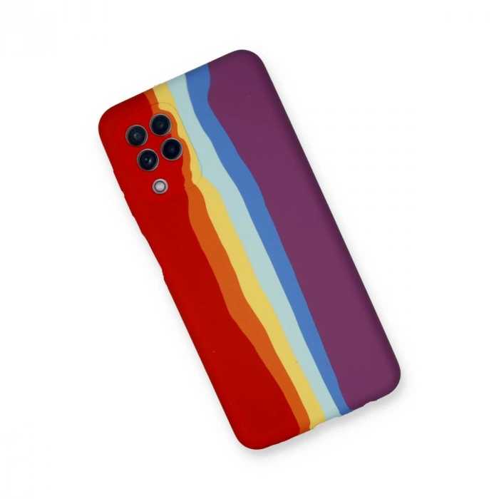 Samsung Galaxy A22 Kılıf Ebruli Lansman Silikon - Kırmızı-mor