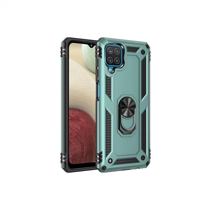 Samsung Galaxy A22 Kılıf Sofya Yüzüklü Silikon Kapak - Yeşil