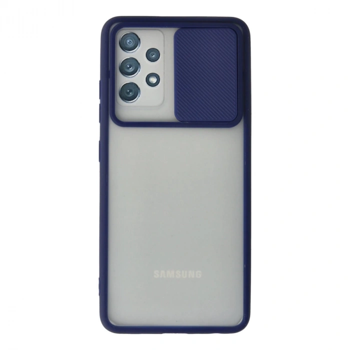 Samsung Galaxy A52 Kılıf Palm Buzlu Kamera Sürgülü Silikon - Lacivert
