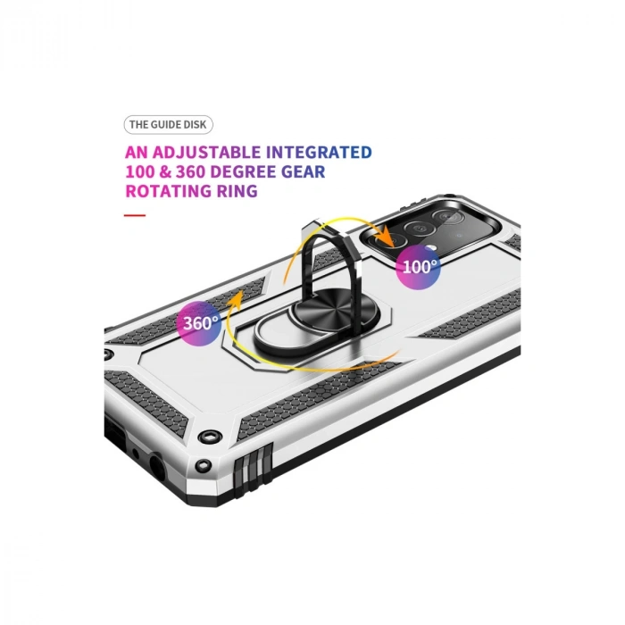 Samsung Galaxy A52 Kılıf Sofya Yüzüklü Silikon Kapak - Gümüş