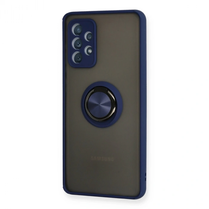 Samsung Galaxy A72 Kılıf Montreal Yüzüklü Silikon Kapak - Lacivert